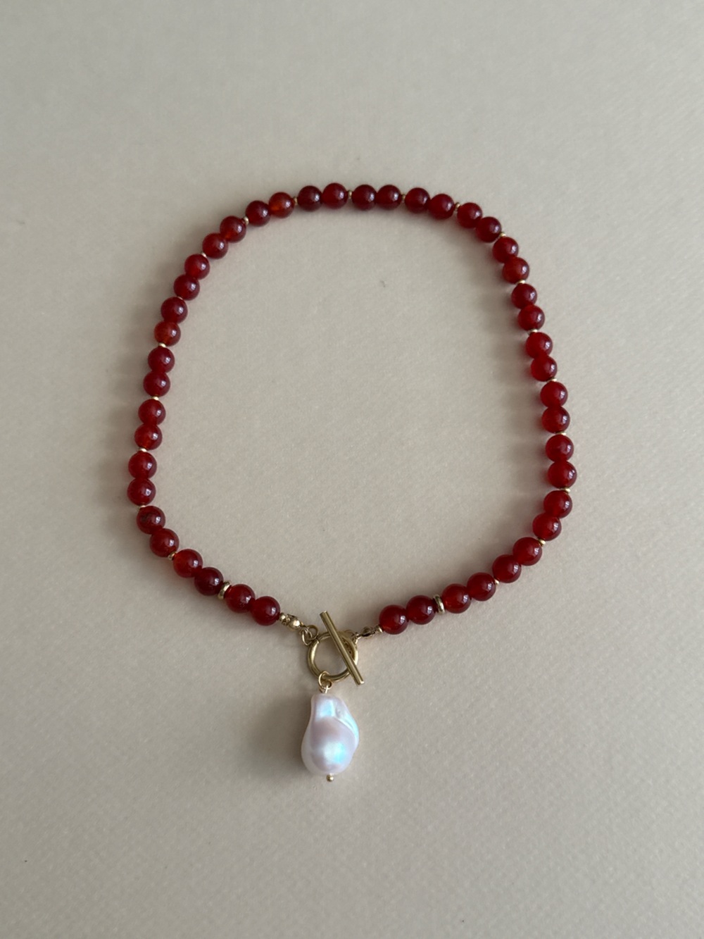 Red Beaded Necklace N2097 - Picture 2 of 5